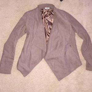 Tan jacket with open front